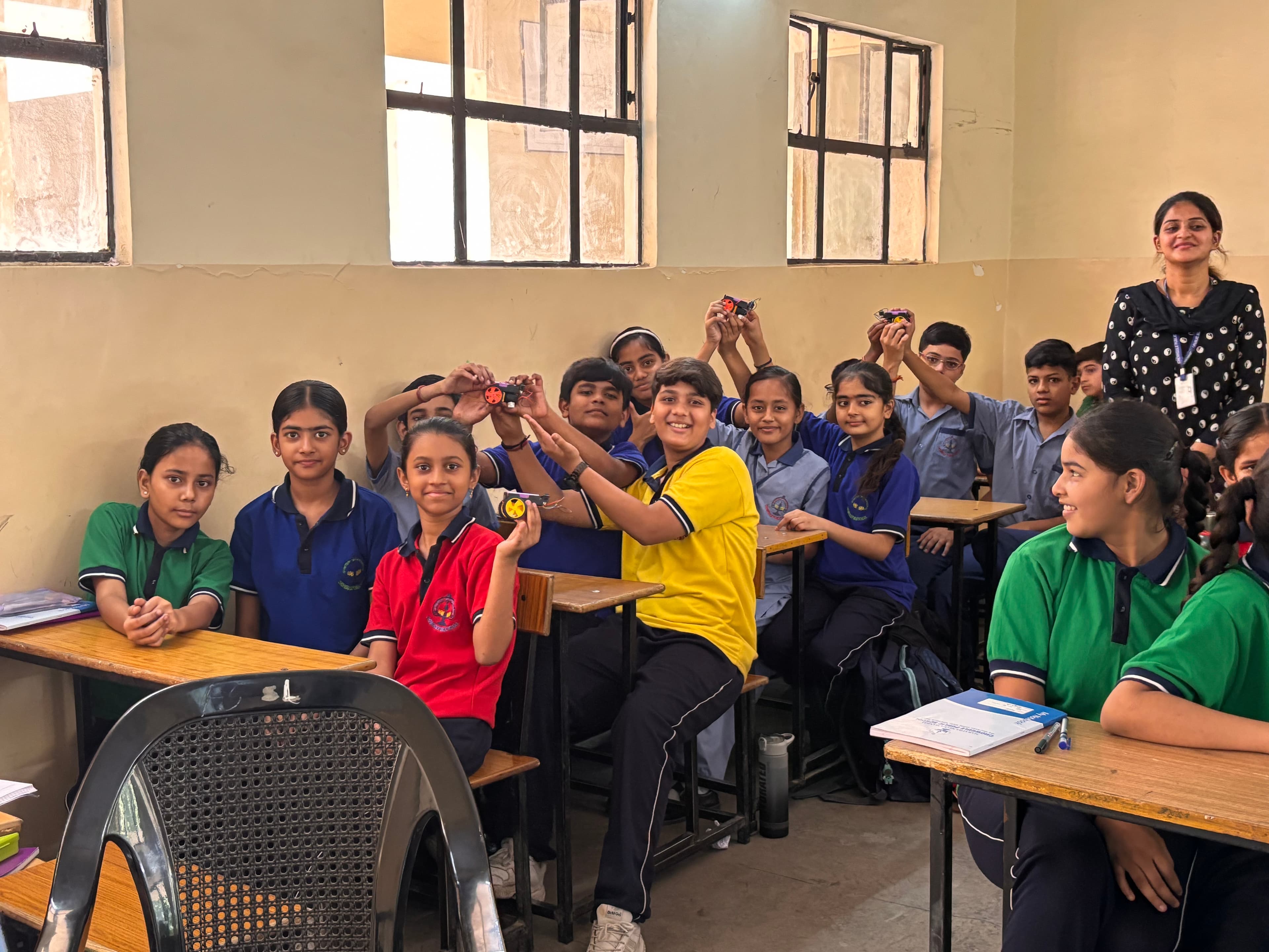 A student taking part in a classroom activity