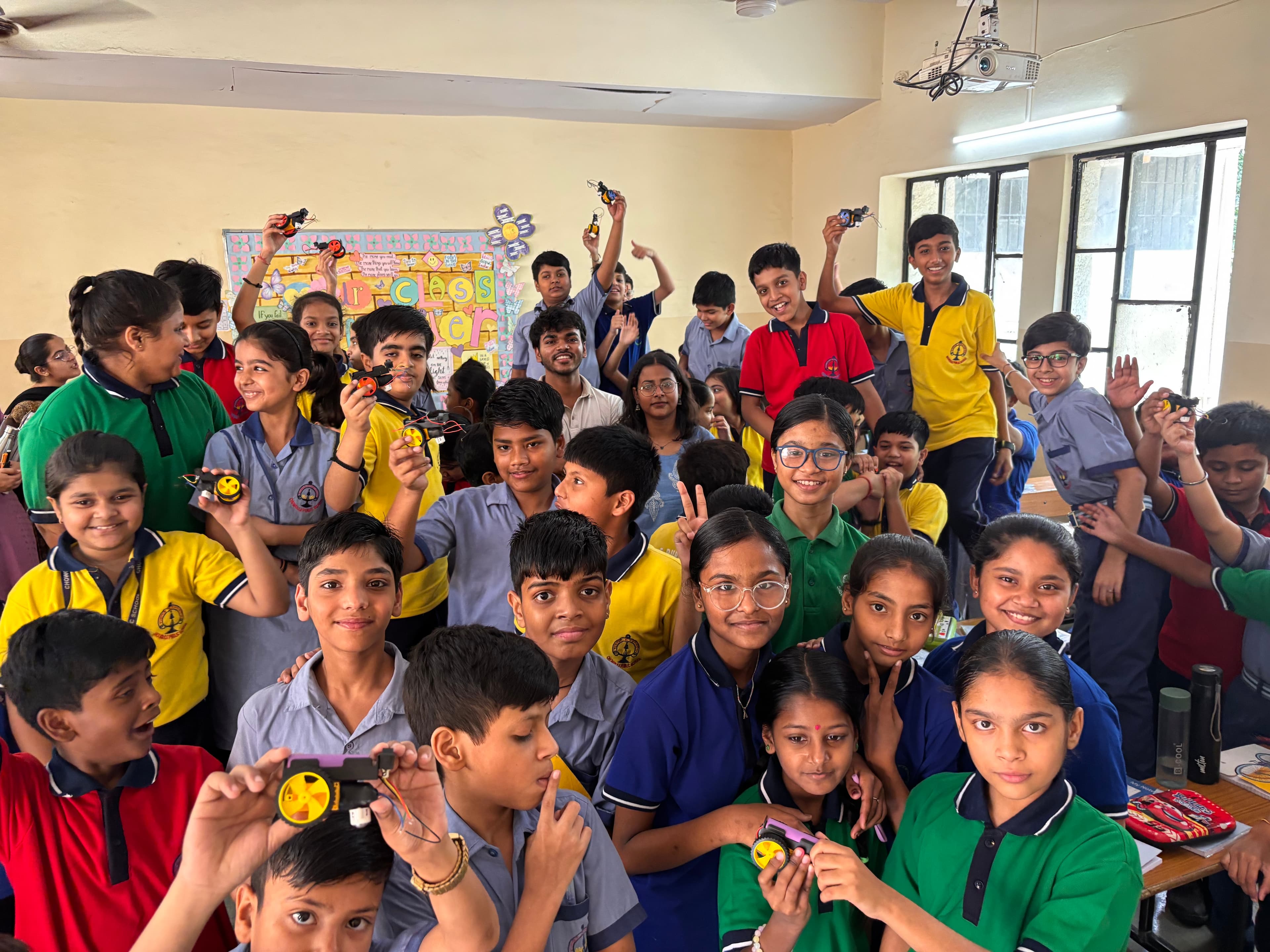 A group of students learning together